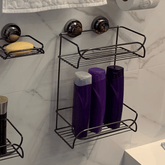 Suporte Shampoo Duplo Fixação Ventosa Ônix - Ela Decora